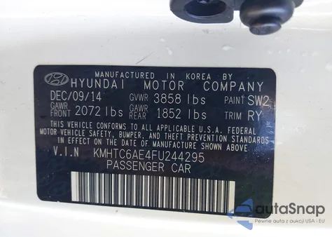 2015 Hyundai Veloster Turbo z USA, uszkodzony, nr VIN KMHTC6AE4FU244295